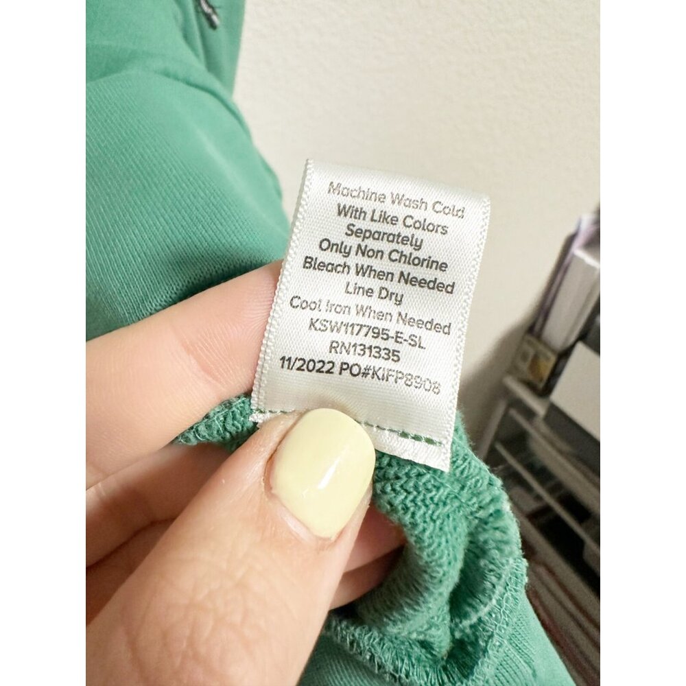 Evereve Womens Myla Pleated Hoodie Puff Sleeve Drawstring Pullover Green Size XL - Picture 5 of 7